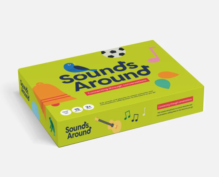 A photograph of the Sounds Around game box